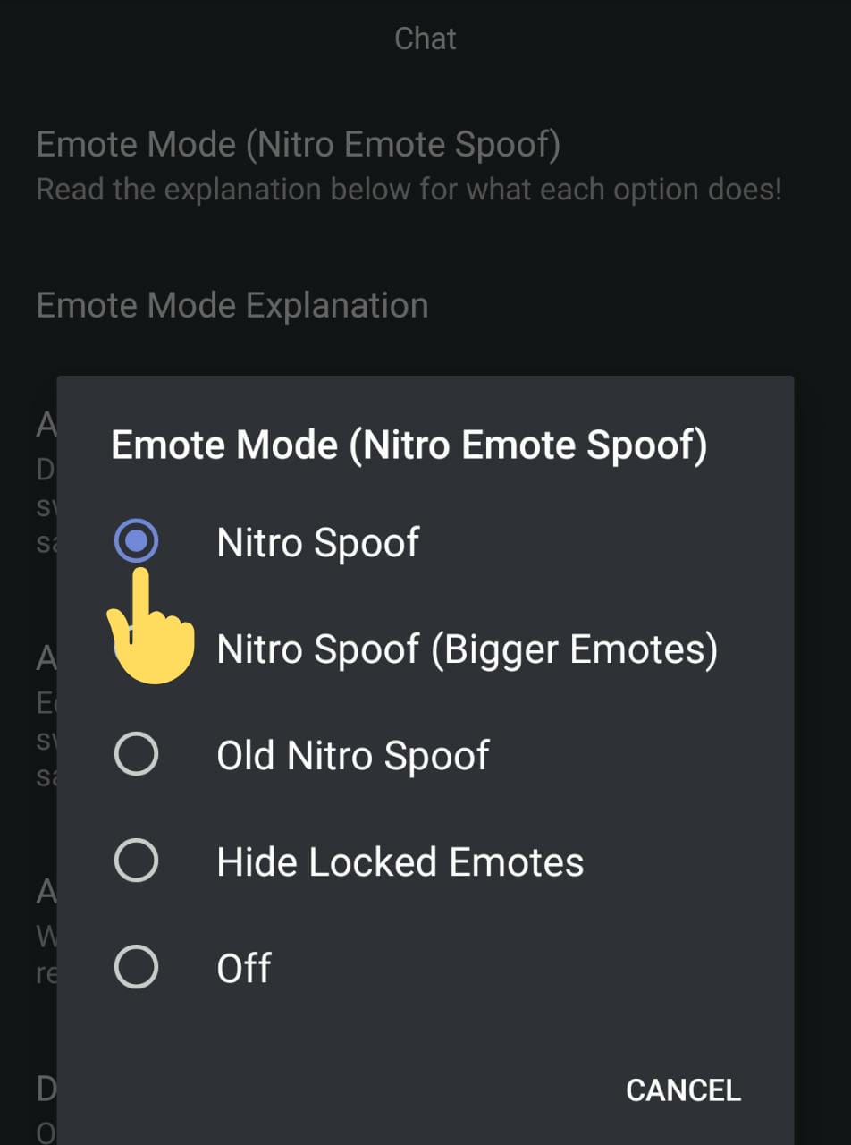 Emote Mode on your Discord Mobile