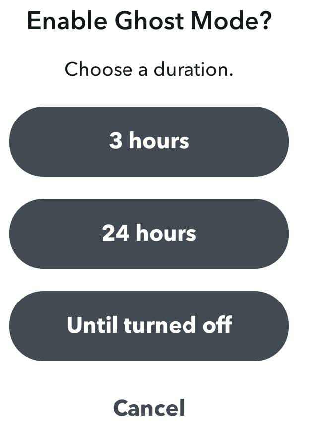 Ghost mode duration Snapchat