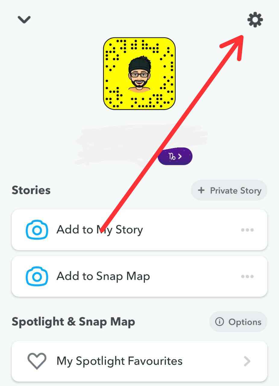 Settings of Snapchat