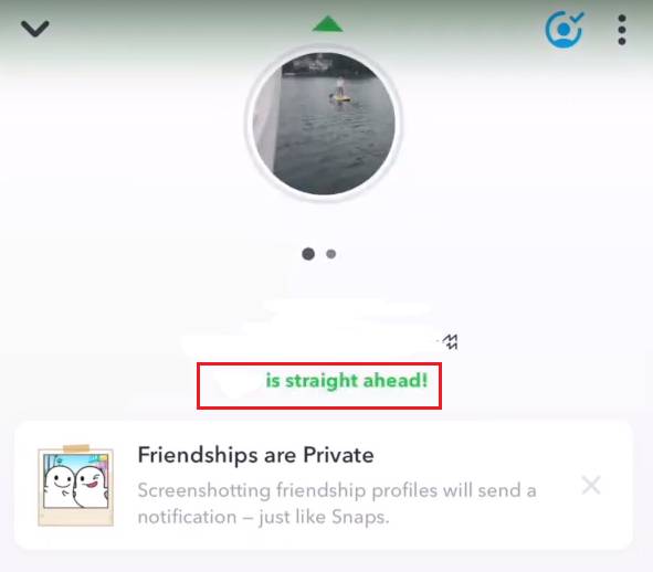 What does Straight Ahead mean on Snapchat Compass