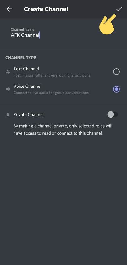 create AFK Channel in Discord Mobile