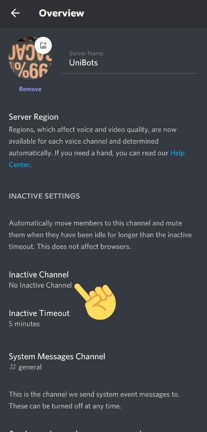create AFK Channel in Discord Mobile