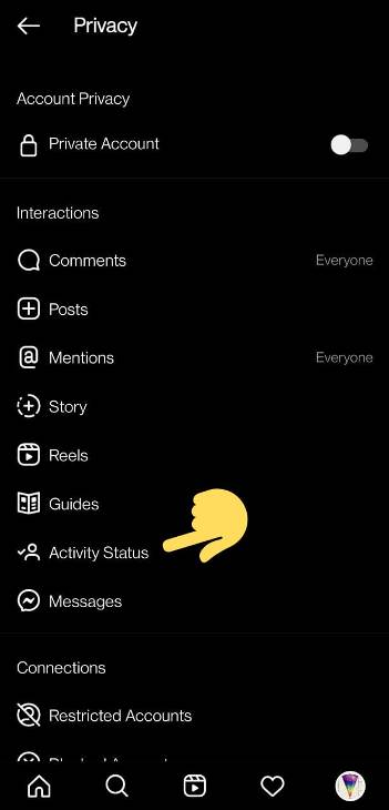 enable Activity Status on Instagram