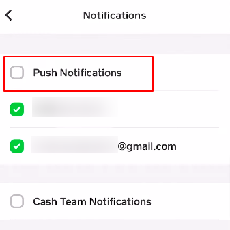 How to turn on push notifications on Cash app