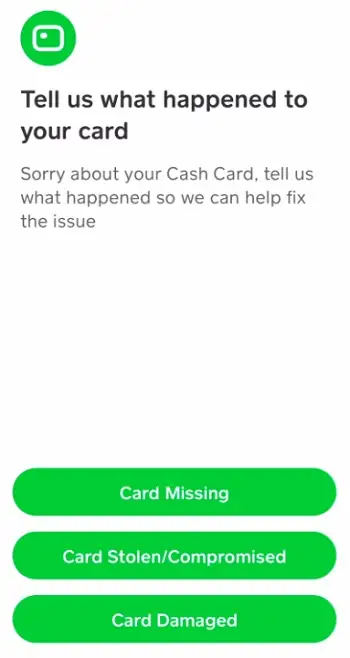 cash app card missing option