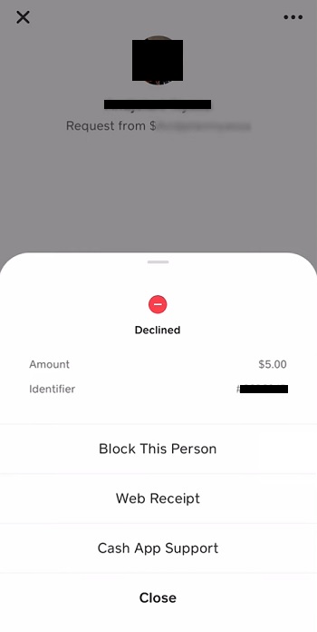 Contact Block option Cash App