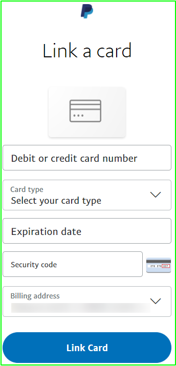 Link a Card or bank PayPal