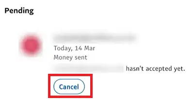 Cancel option for the unreceived payment