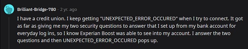 Experian boost not working