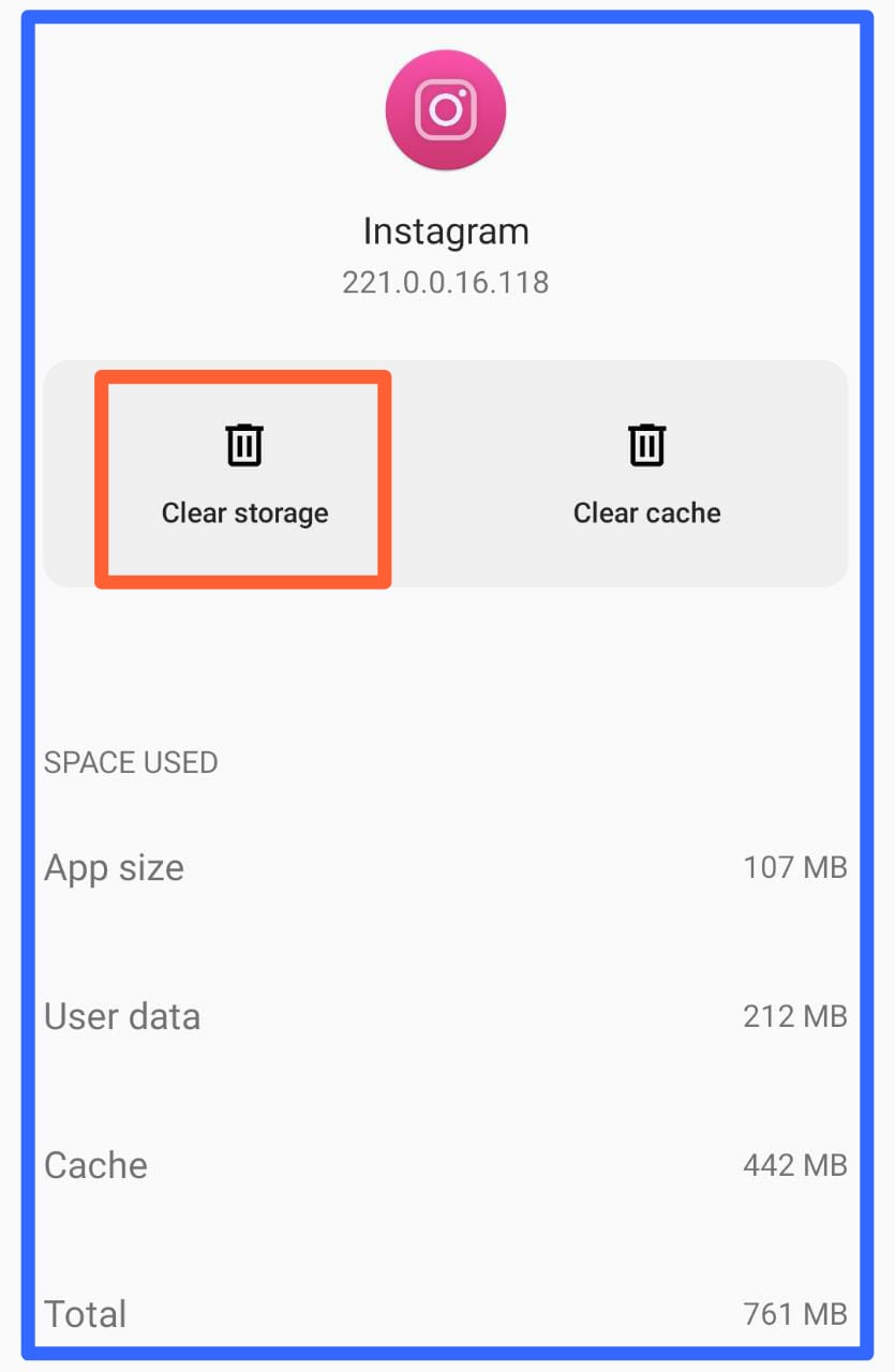 Clear Instagram cache