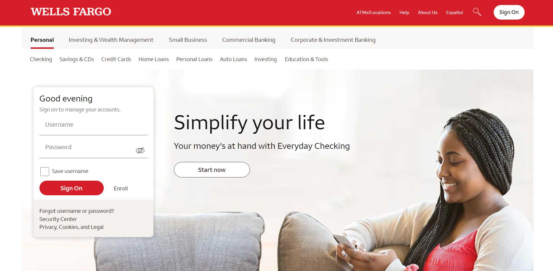 Wells Fargo Home Page