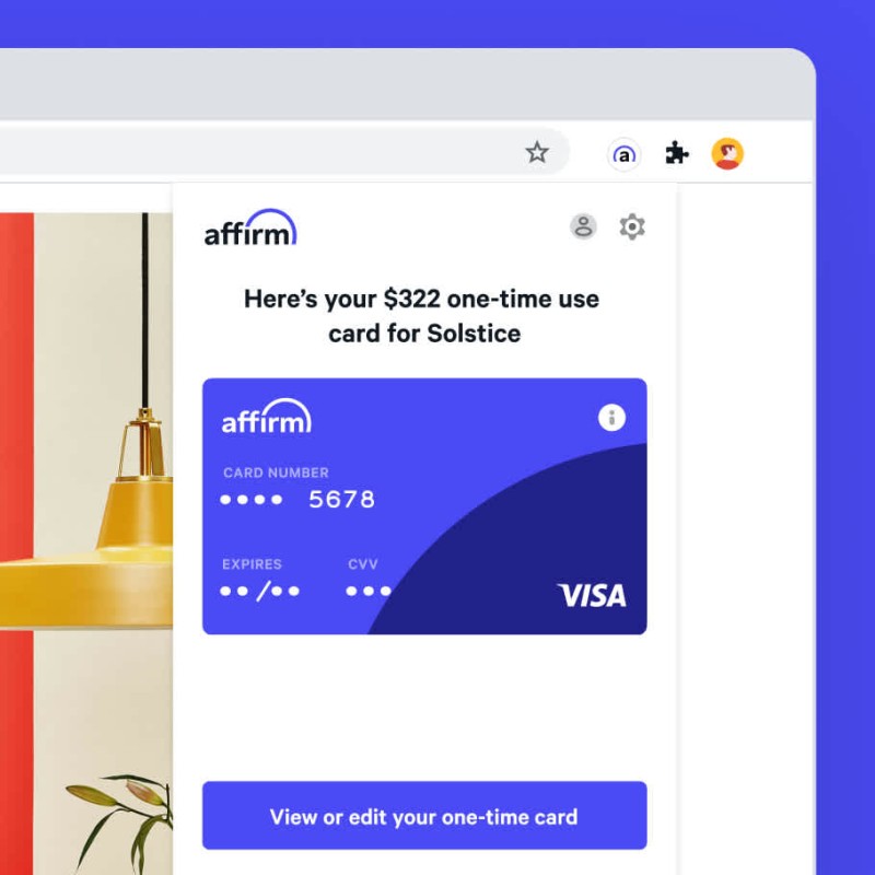 Affirm running on a desktop for an online transaction