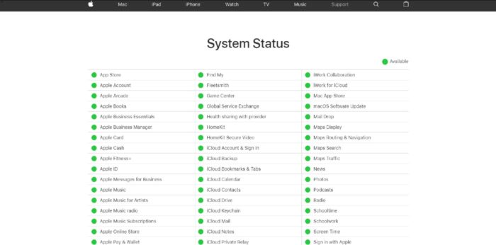 Apple System Status