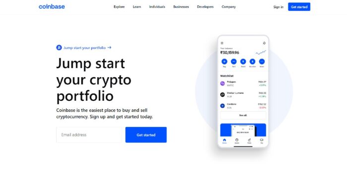 Coinbase Home Page