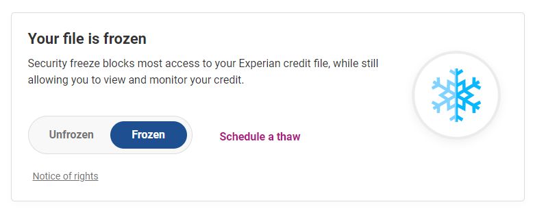 unfreeze Experian credit report