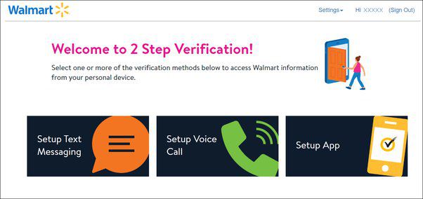 Walmart 2-step verification
