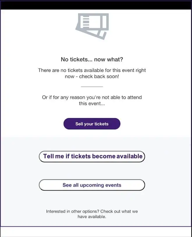 "Tell me if tickets become available" option on StubHub