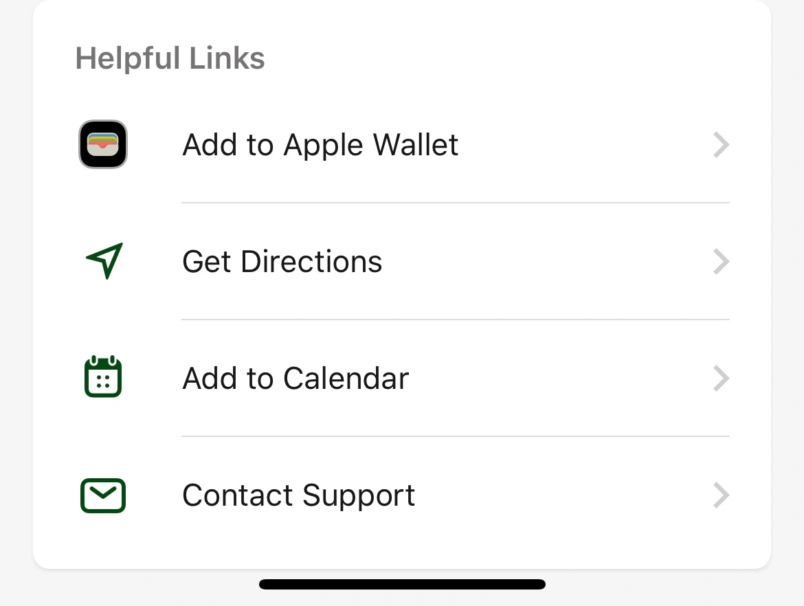 Add to Apple Wallet option on SeatGeek