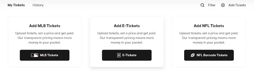 Selecting the Add e-tickets option