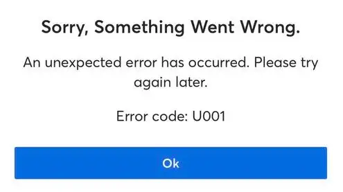 Error code u001 on Ticketmaster