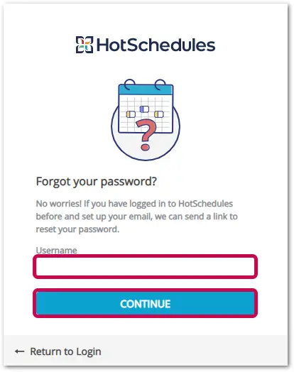 Username field for resetting password