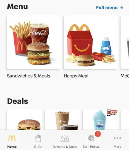 McDonalds app not showing bag because of error
